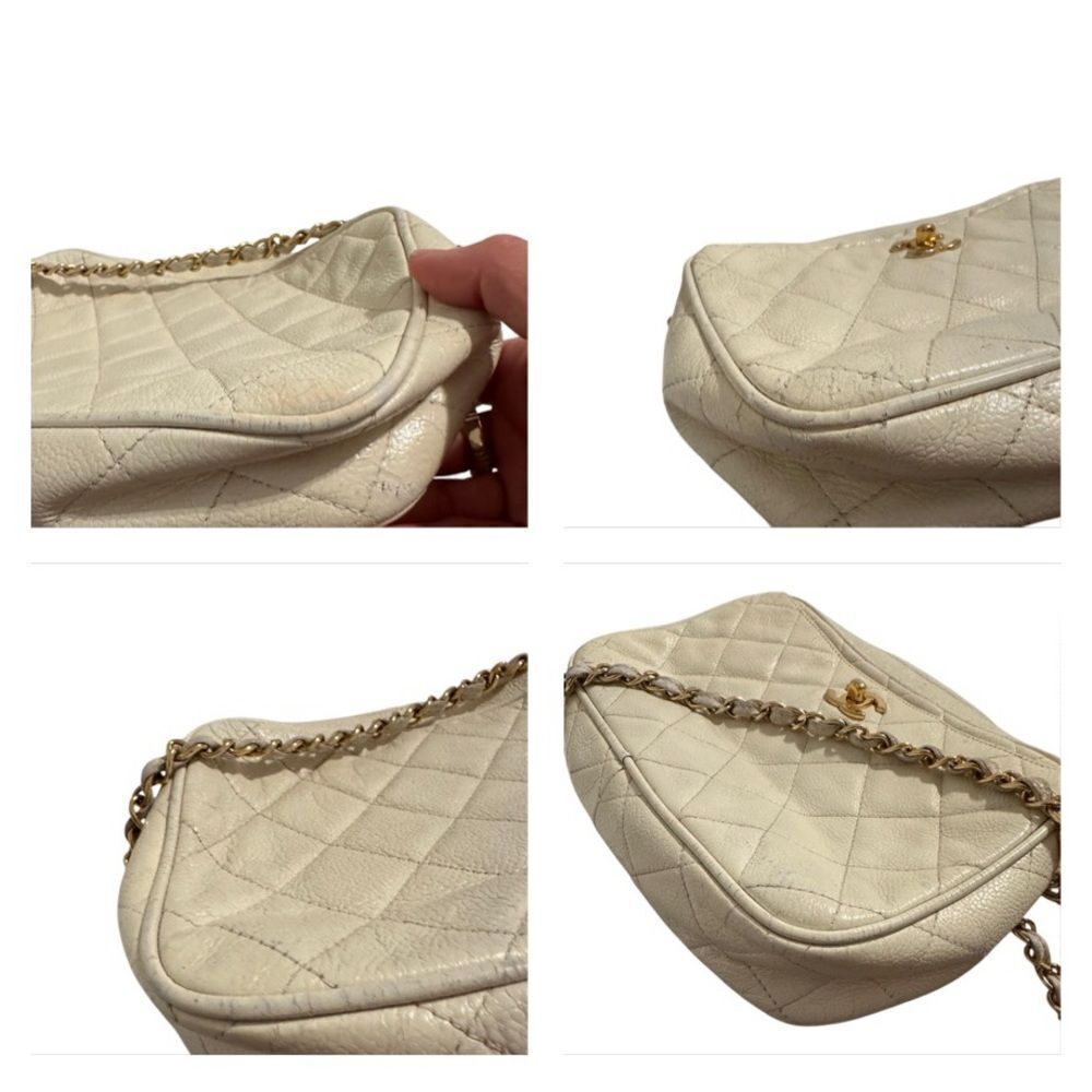 Chanel beige quilted gold tone leather crossbody bag - Picture 5 of 16
